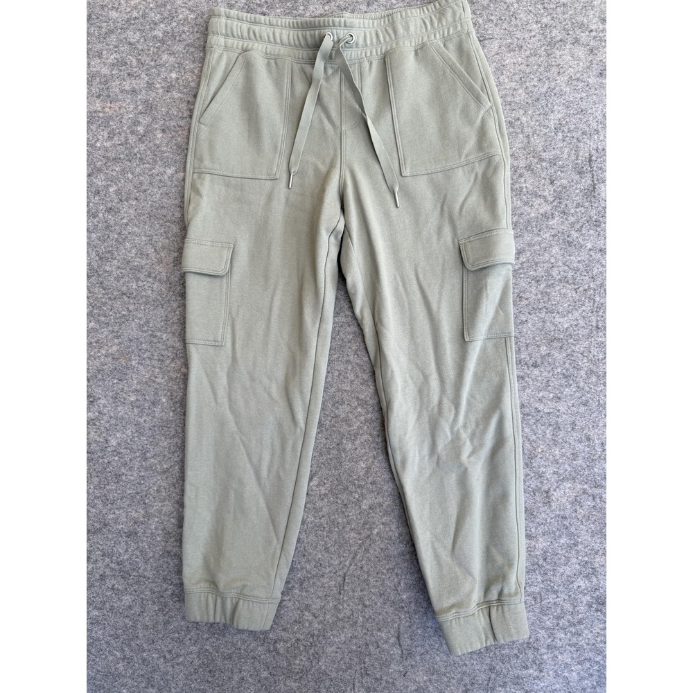 Calvin Klein Performance Pants Womens Large Green Fleece Cargo Joggers Pockets